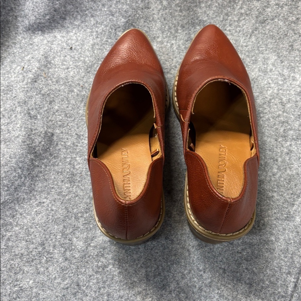 Cynthia Rowley red  Brown Eddie Leather slide on heel boot Shoes size 6 - Picture 4 of 11